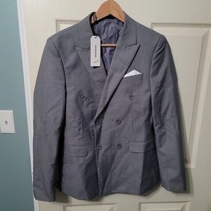 Uninukoo Suit Jacket Double Breasted Blazer Slim Fit Formal/Prom/Wedding Size 32